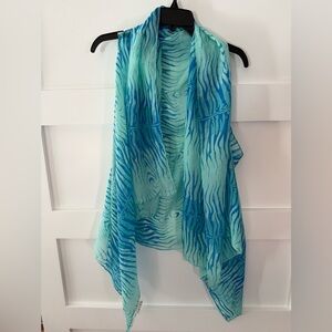 Accents by Lavelle Blue and Green Zebra Print Scarf size medium